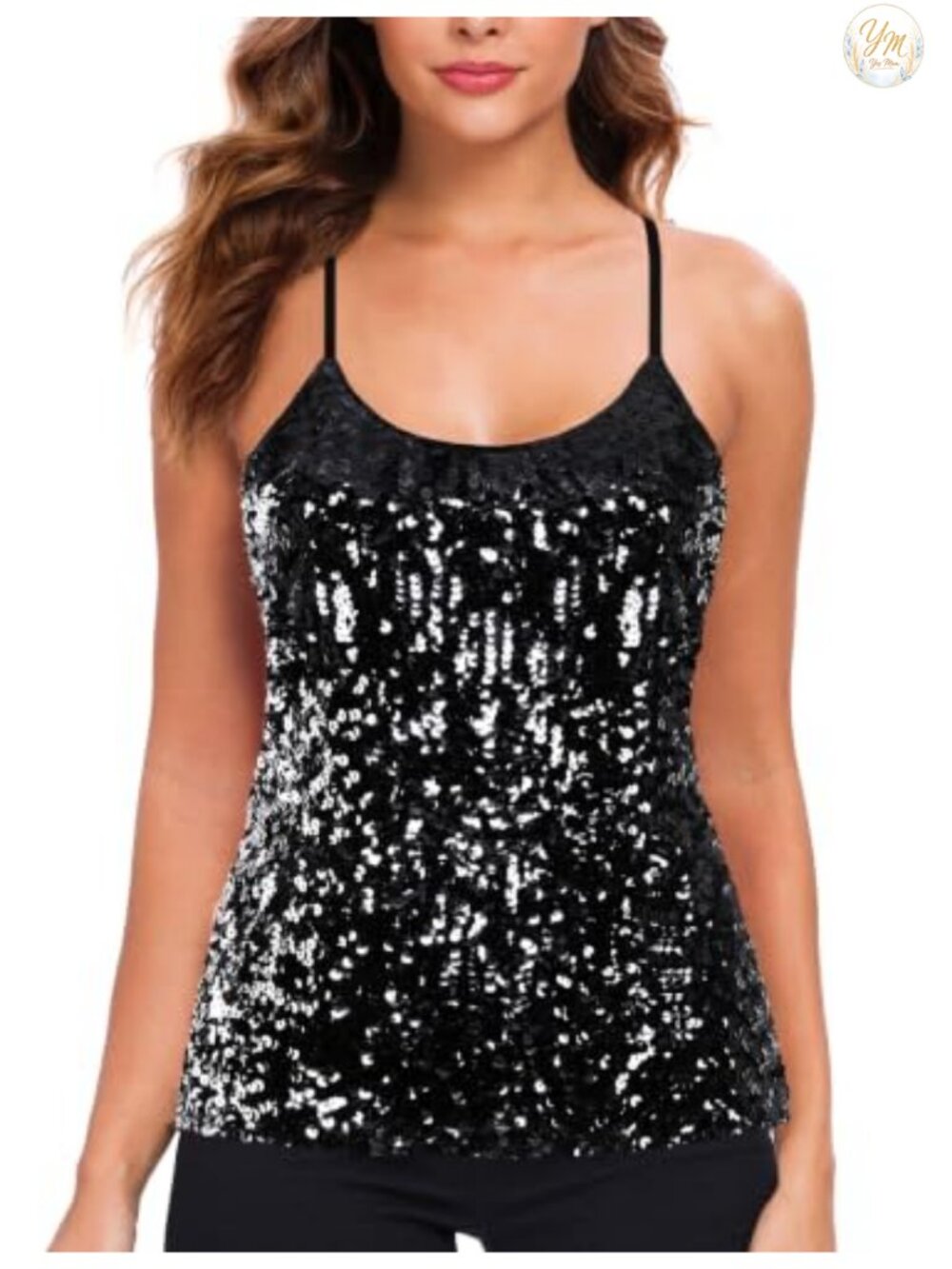 Sequin Glitter Party Strappy Tank Top Sparkle Cami